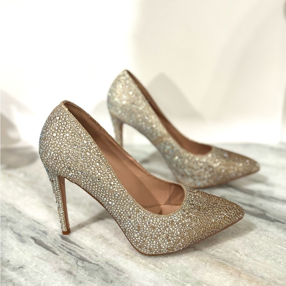 Lauren Lorraine Sparkling Gold Heels